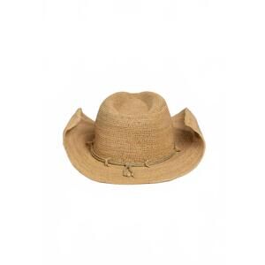 NEW HAT ATTACK women's raffia crochet cowboy hat in natural tan